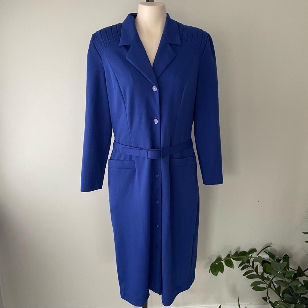 80s D’Allairds Wool Blend Blazer Dress Coat Jacket Belted Long Longline Retro